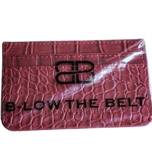 🔖NWT! B-Low The Belt Slim Minimalist Wallet Red Croc Gold Zipper Accent
